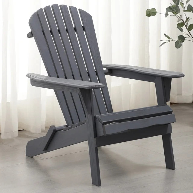 Outdoor Adirondack Chair, Wood Accent Chair Foldable Lawn Outdoor Chairs,Fire Pit Chair,All-Weath... | Walmart (US)