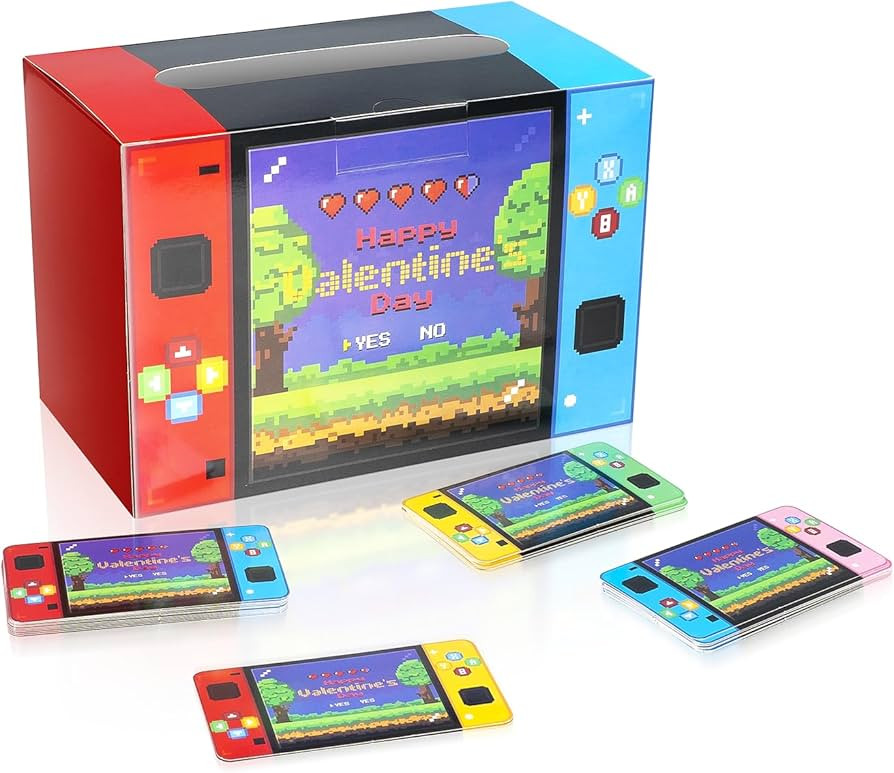 Lyforpyton Game Console Style Valentines Day Cards Gift Box for Kid with 35 Valentine Cards, Appl... | Amazon (US)