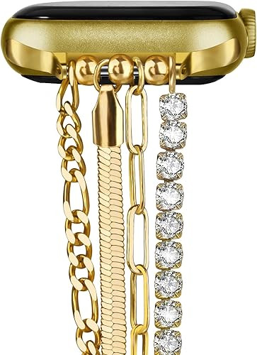 QINGQING Chain Bracelet Compatible for Apple Watch Band 41mm 38mm 40mm, Women Fashion Slim Jewelr... | Amazon (US)