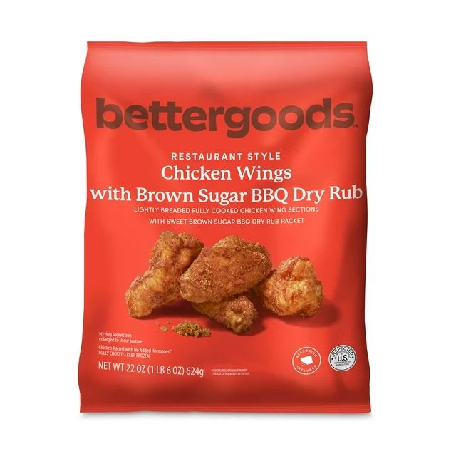 bettergoods Chicken Wings with Brown Sugar BBQ Dry Rub, 22 oz (Frozen) - Walmart.com | Walmart (US)