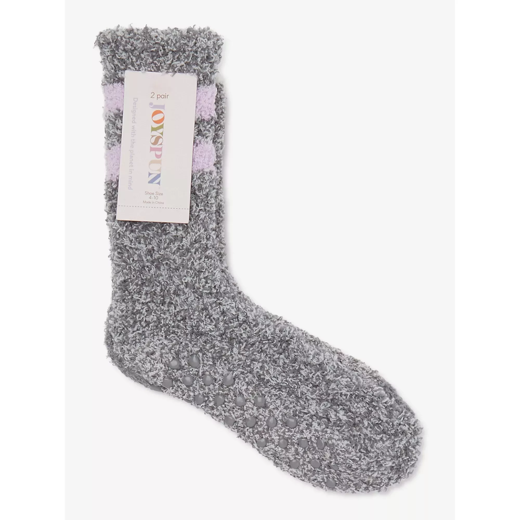 Joyspun Women's Knit Double Cuff Slipper Socks, 1-Pack, Size 4-10 