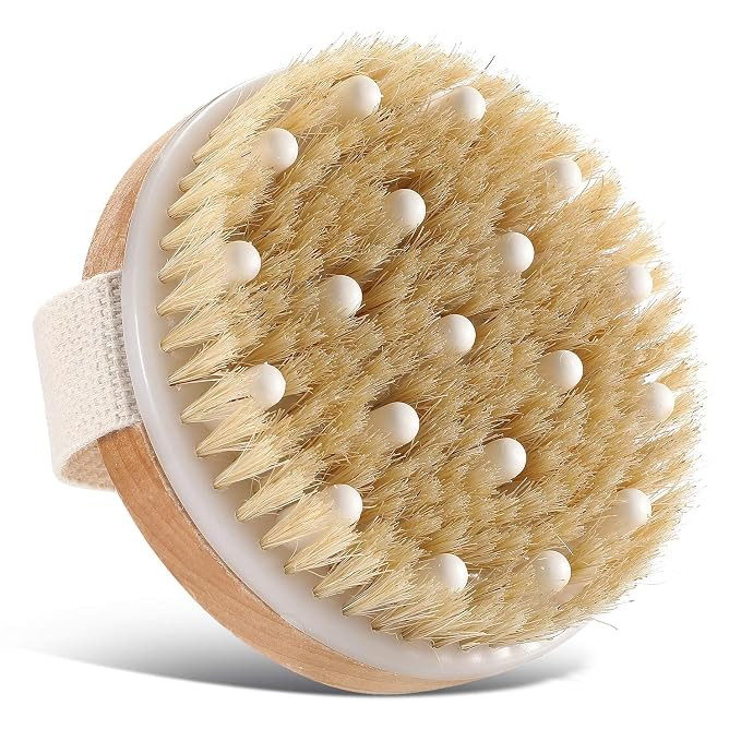 Body Bath Brush for Wet or Dry Brushing,Round Exfoliating Brush,Gentle Massage Nodes,Natural Bris... | Amazon (US)