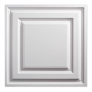 GENESIS 2 ft. x 2 ft. Icon Relief Lay In Vinyl White Ceiling Tile Panel (Case of 12) 75400CA - Th... | The Home Depot