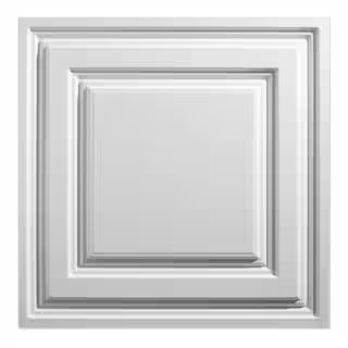 GENESIS 2 ft. x 2 ft. Icon Relief Lay In Vinyl White Ceiling Tile Panel (Case of 12) 75400CA - Th... | The Home Depot