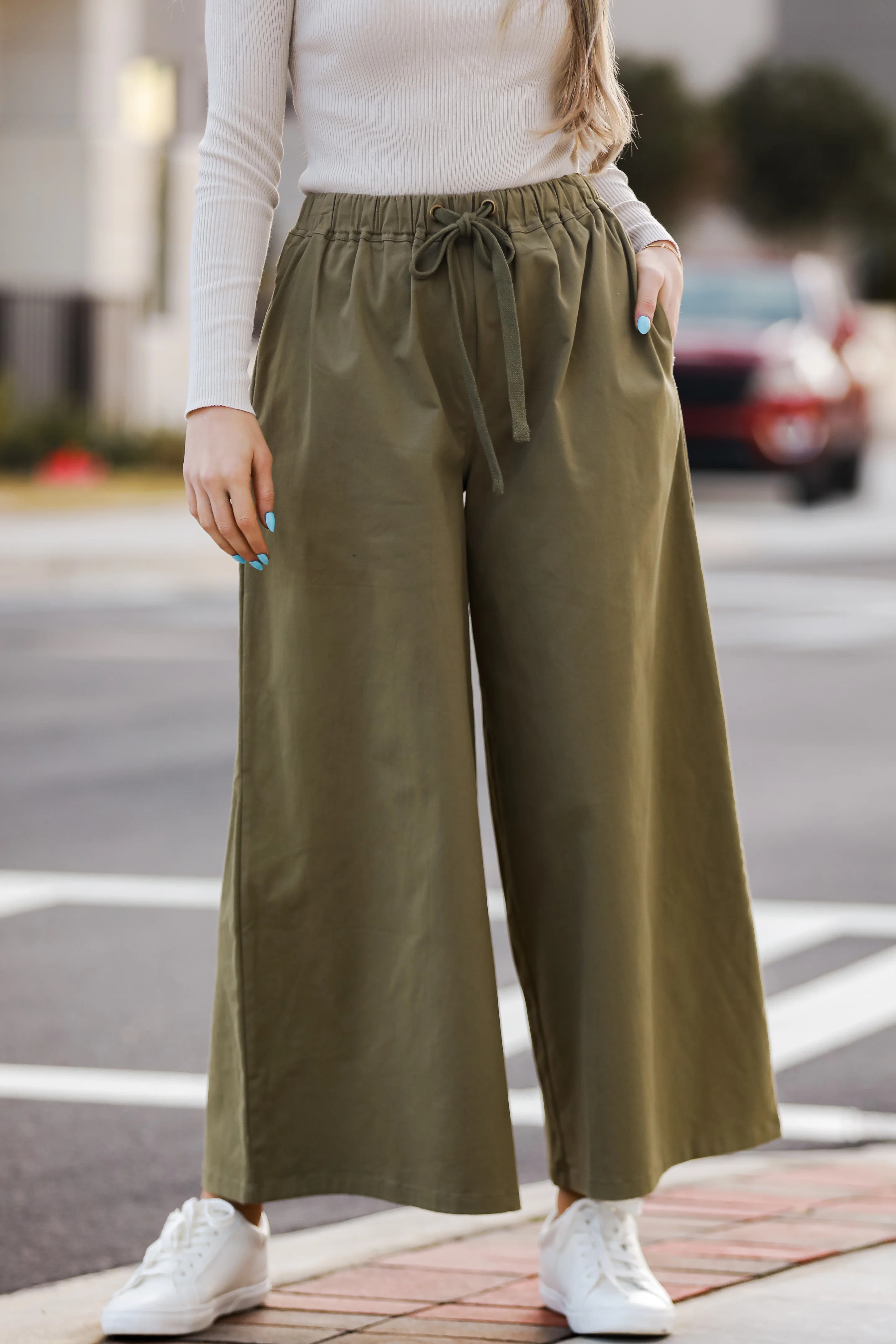 FINAL SALE - Enhanced Energy Olive Wide Leg Pants | Dress Up