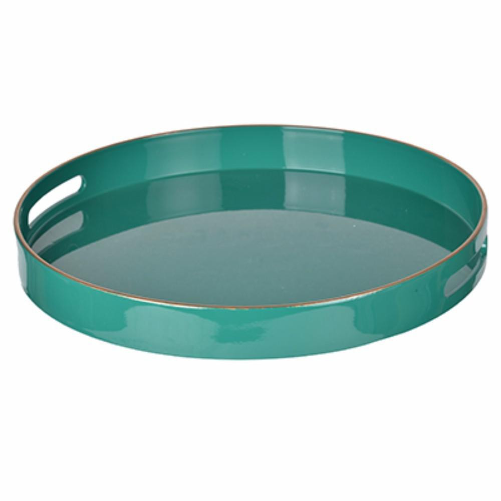 Green Round Tray with Cutout Handles | The Home Depot