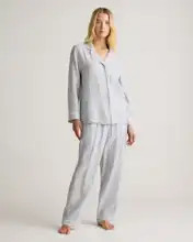 100% European Linen Long Sleeve Pajama Set with Piping | Quince