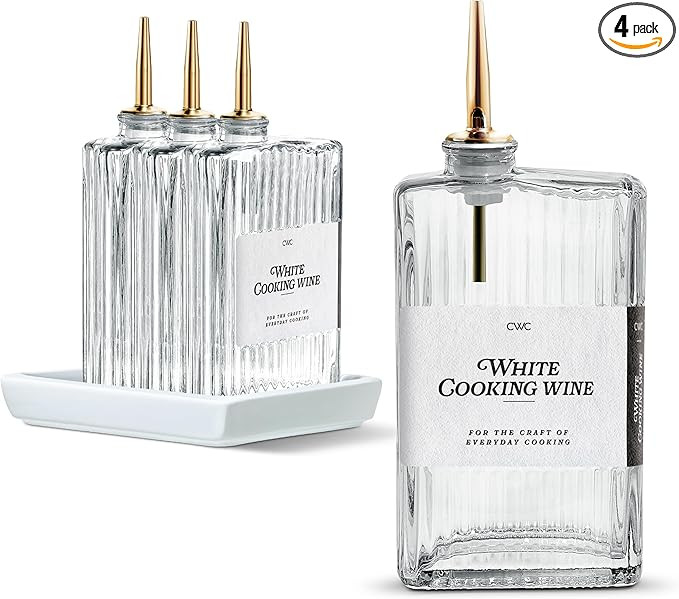 COOK WITH COLOR Olive Oil Dispenser Bottle - 4 Pk Glass Oil Dispenser for Kitchen - Condiment, Co... | Amazon (US)