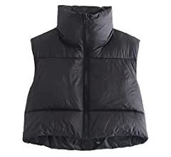 KEOMUD Women's Winter Crop Vest Lightweight Sleeveless Warm Outerwear Puffer Vest Padded Gilet | Amazon (US)