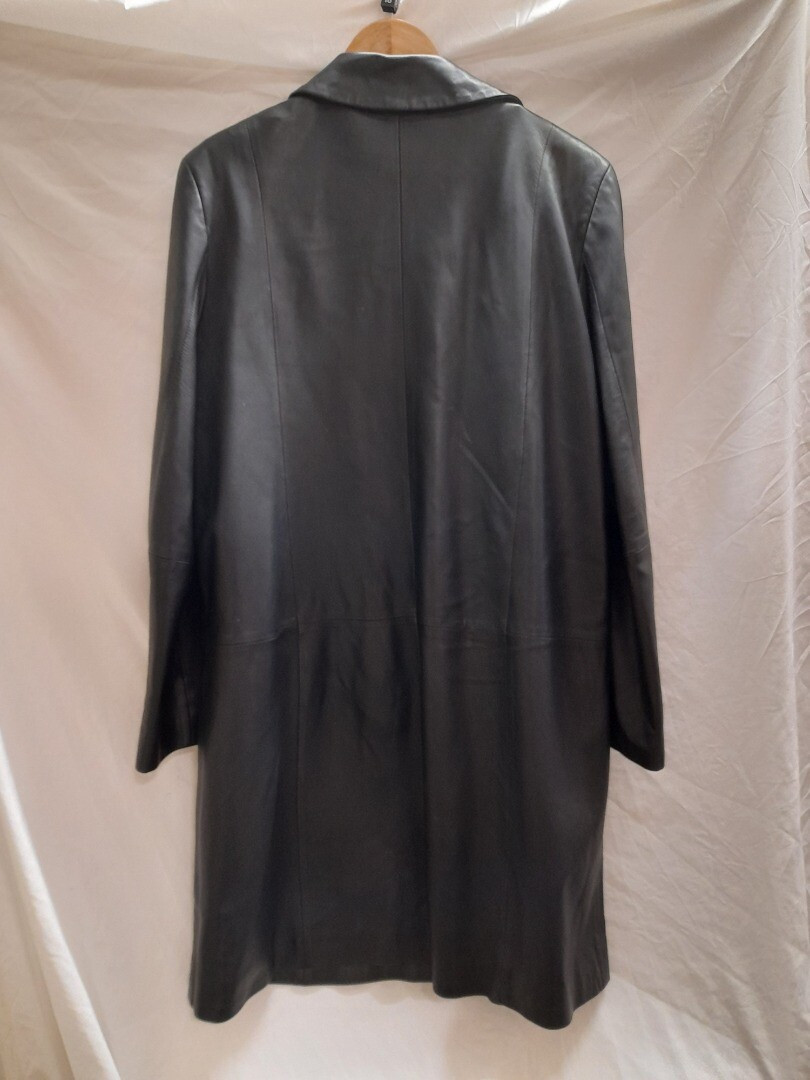 Ladies Marks & Spencers Black Leather Trench Coat UK 16 (L) - CG E05  | eBay | eBay UK