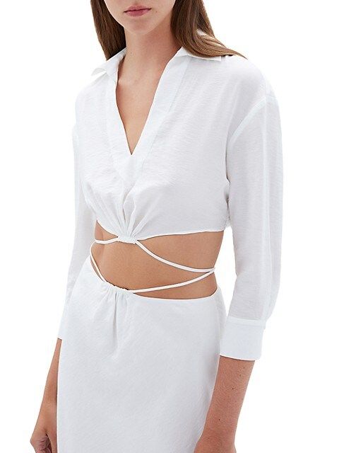 Mazzy Solid Strap Detail Crop Shirt | Saks Fifth Avenue