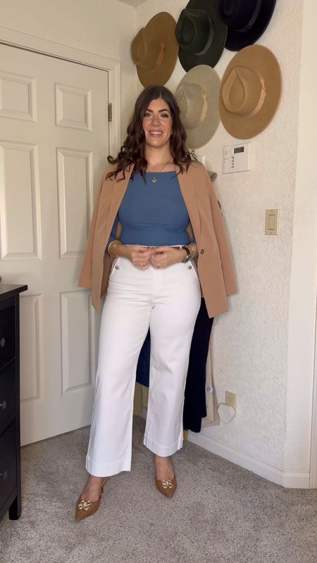 Wearing a medium in both tops, a large tall in the white cropped song, and a medium tall in the bone cropped pant
My favorite spring to summer work pants are back! My love for the @spanx Stretch Twill Cropped Wide Leg runs deep - supportive through the abdomen and the ultra-comfortable. Use code MEGHANXSPANX for 10% off plus free shipping (excluding sale items). 

#LTKstyletip #LTKmidsize #LTKworkwear