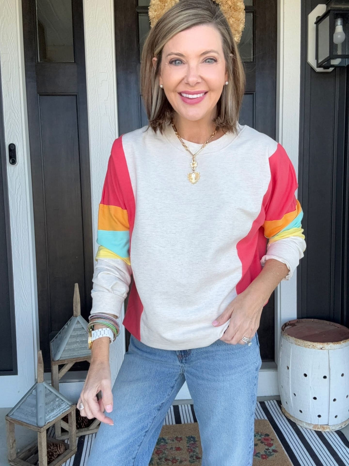 ON SALE! I thought the sweatshirt was so cute and bright! Also very flattering with the design and colors on the sides! 

Dropping 🔗👇

#LTKmomlife #LTKdayinmylife #LTKSpringSale