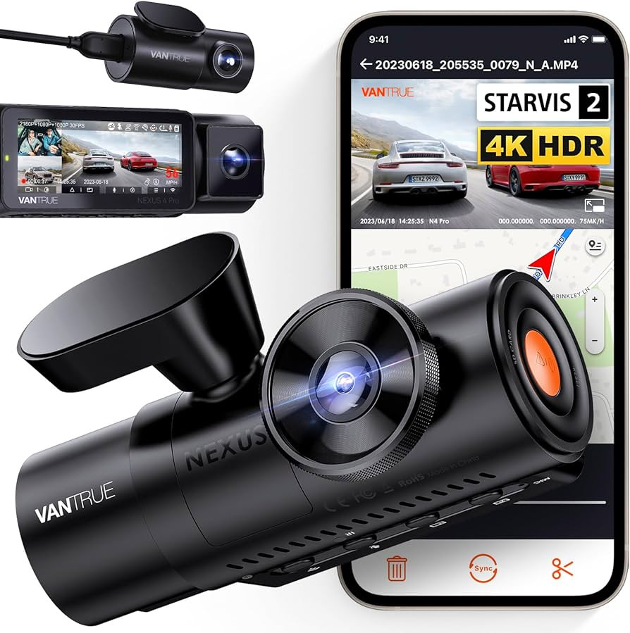 Vantrue N4 Pro 3 Channel 4K WiFi Dash Cam, STARVIS 2 IMX678 Night Vision, 4K+1080P+1080P Front In... | Amazon (US)