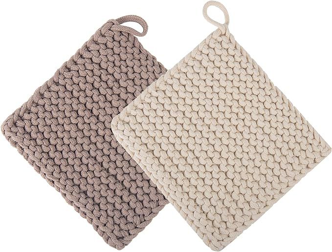 Thick Crocheted Pot Holders, Handmade Hot Pads Without Pocket (2-Pack), 8"x8", High Heat Resistan... | Amazon (US)
