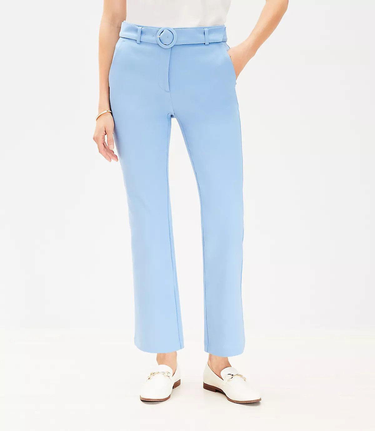 Petite Belted Sutton Kick Crop Pants | LOFT