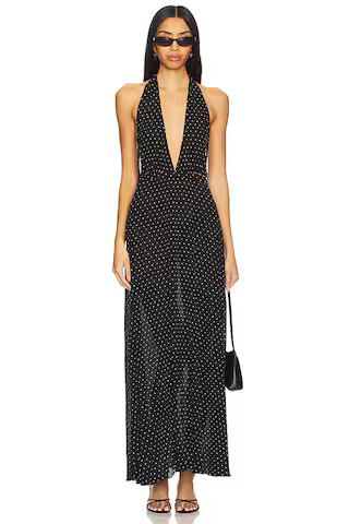 LIONESS District Maxi Dress in Onyx Polka from Revolve.com | Revolve Clothing (Global)