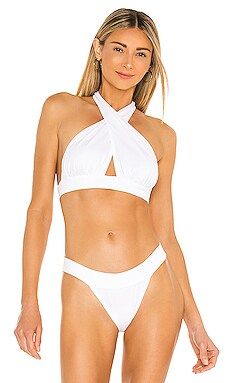 Norma Kamali x REVOLVE Cross Halter Bikini Top in White from Revolve.com | Revolve Clothing (Global)