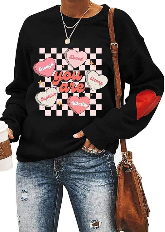 Yimoya Valentines Day Sweatshirt Womens Cute Leopard Love Heart Valentines Shirt Gift Teacher Val... | Amazon (US)