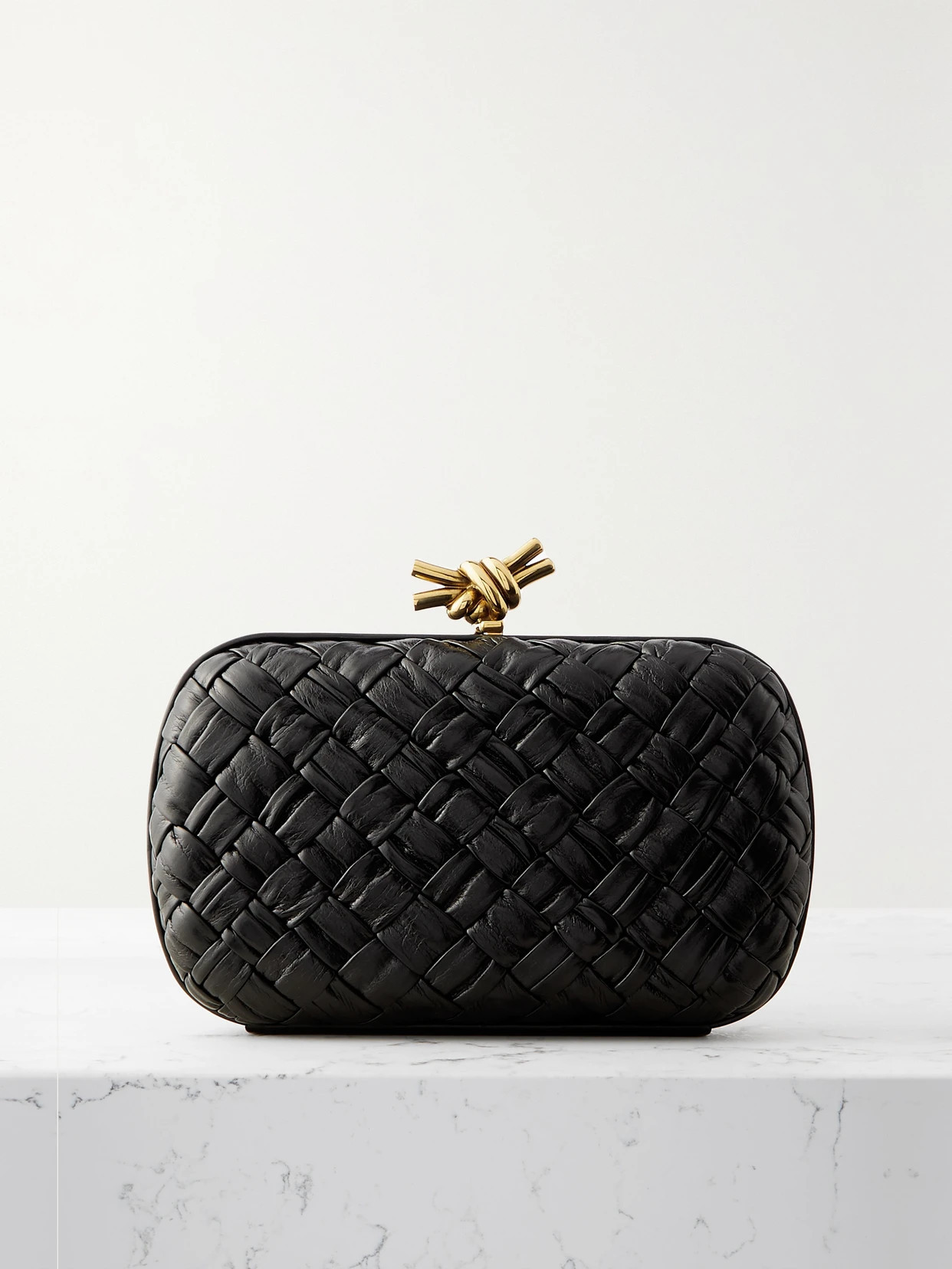 Bottega Veneta - Knot Intrecciato Leather Clutch - Black | NET-A-PORTER (US)