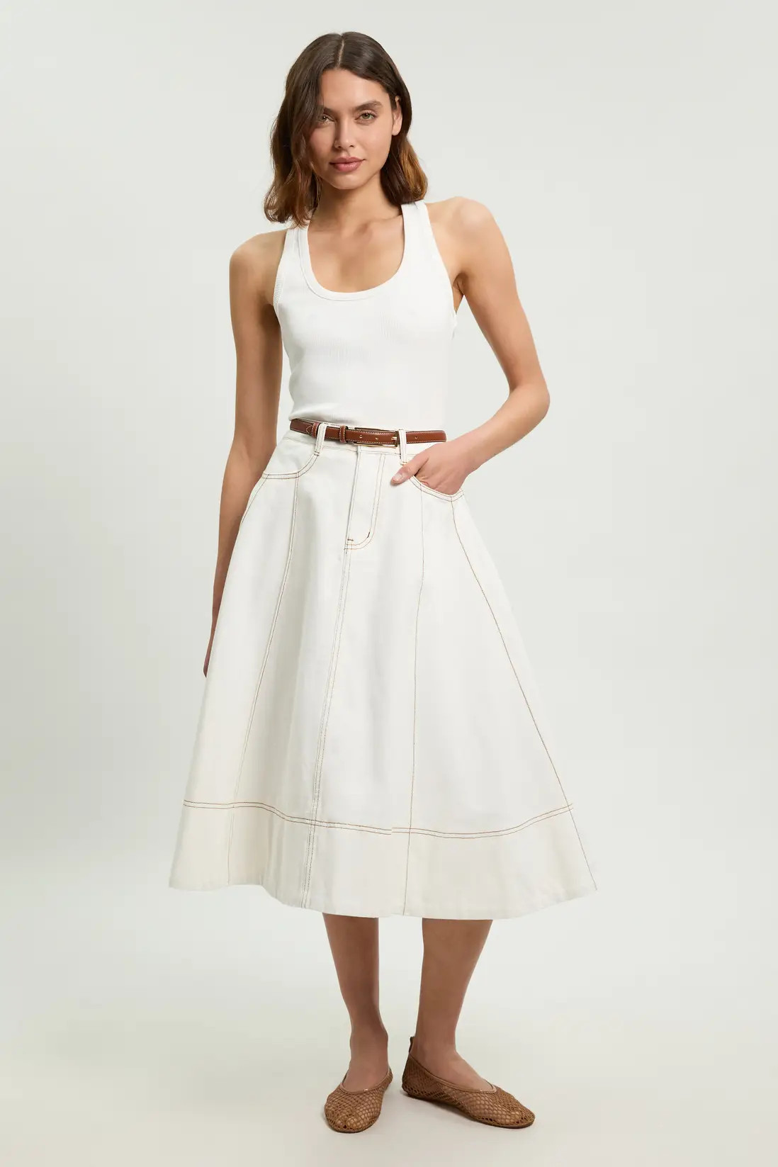 Denim Full Midi Skirt | Karen Millen