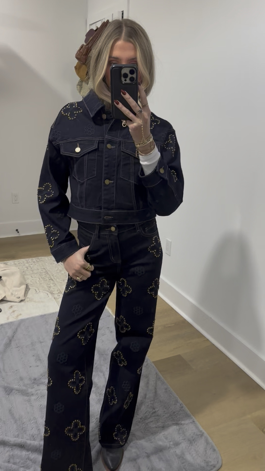 The Noli Shop KAIA STUDDED JACKET - INDIGO size XS and the KAIA STUDDED HIGH RISE JEAN - INDIGO size 24. My boots are the Tecovas Annie Boots size 8 the navy ones! My under shirt is from Nuuds the slinky tee size xs. 

#outfit #fashion #style #ootd #ootn #outfitoftheday #fashionstyle  #outfitinspiration #outfitinspo #tryon #tryonhaul #lookbook #outfitideas #currentlywearing #styleinspo #outfitinspiration outfit, outfit of the day, outfit inspo, outfit ideas, styling, try on, fashion, affordable fashion.

#LTKSeasonal #LTKSaleAlert #LTKootd