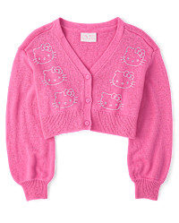 Girls Hello Kitty® Rhinestone Cardigan - pink | The Children's Place