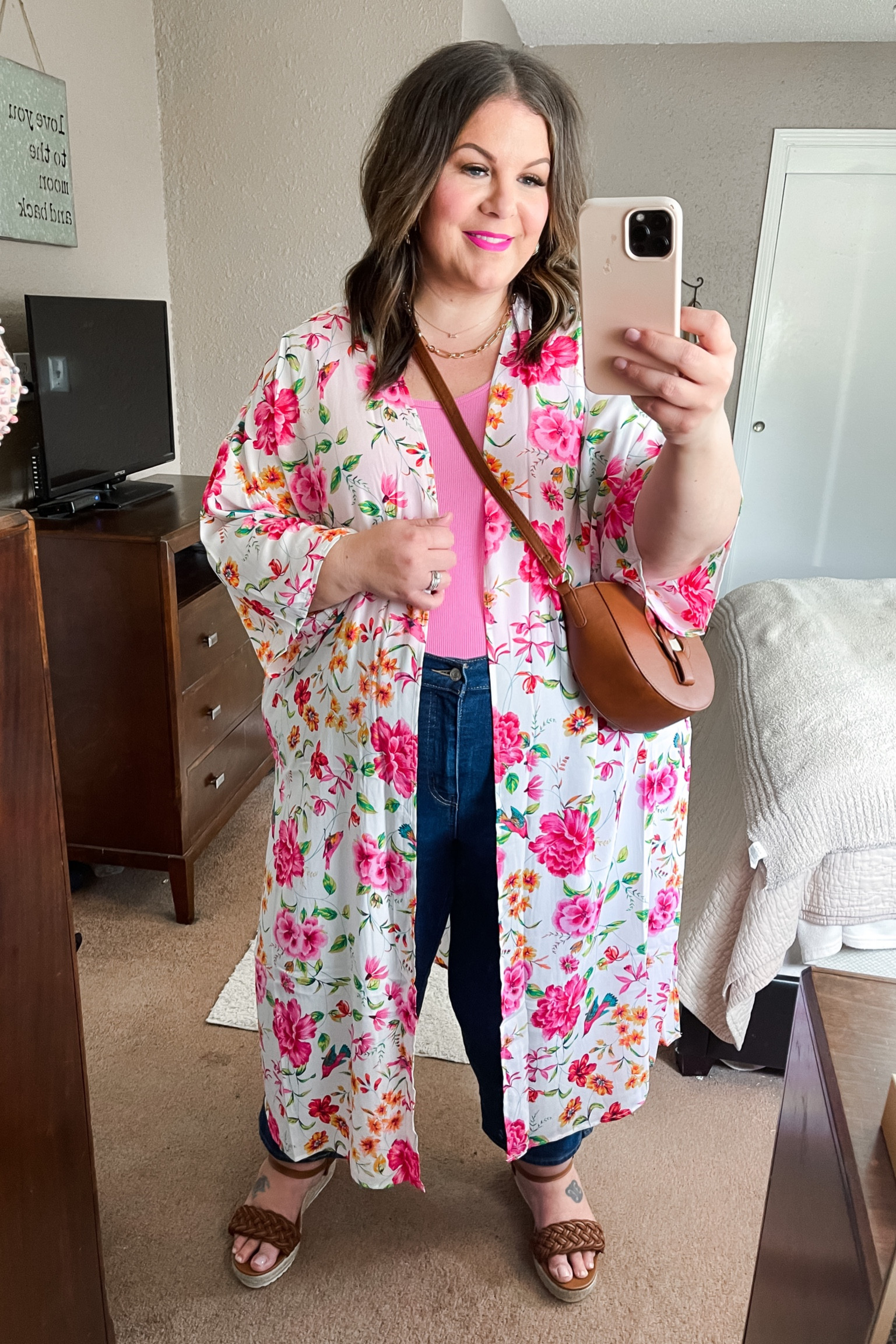 This plus size Pioneer Woman floral kimono from @walmartfashion is so cute and runs very oversized! Perfect to wear as a plus size bathing suit cover up, too! #walmartpartner #walmartfashion 
Kimono - 2/3X (runs big)
Tank - XXXL
Jeans - size 26, true to size 
Wedges - size 12 wide 

#LTKSeasonal #LTKunder50 #LTKcurves
