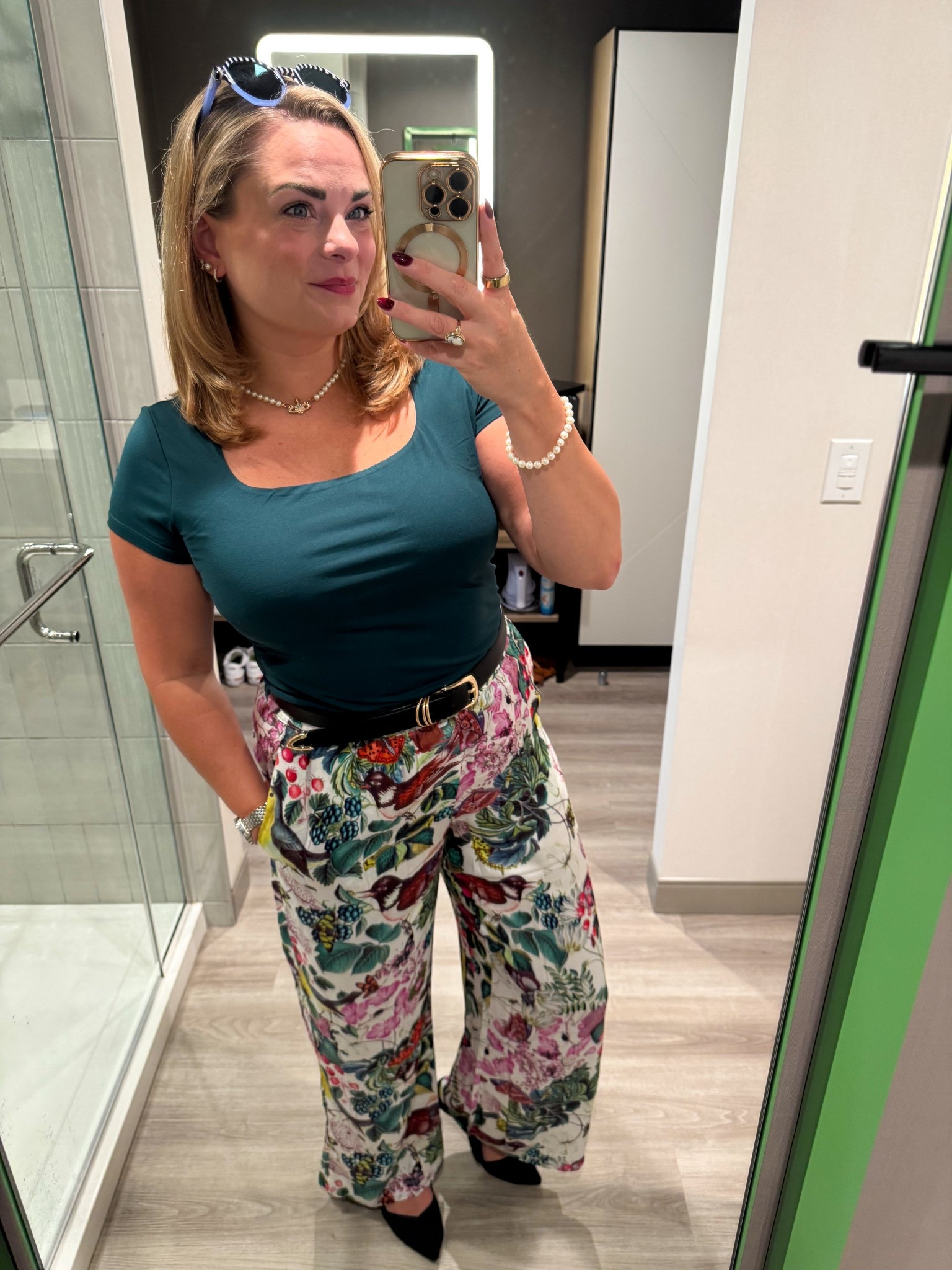 Are they dress pants? Are they pajama pants? Are they both? Yes.

These Anthro pajama pants are so silky and flowy that they make the perfect fun statement pants, too. Tuck the drawstring, add a belt, and voila!

Paired with this Amazon tee I own in several colors and some pearl accessories. Everything is true to size. 

#LTKStyleTip #LTKMidsize #LTKWorkwear