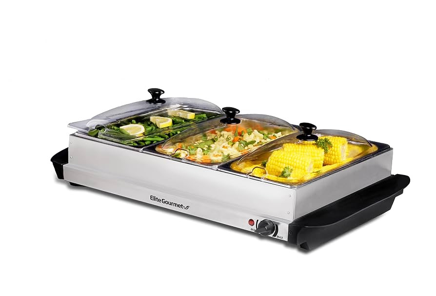 Elite Gourmet EWM-6171 Triple 3 x 2.5 Qt. Trays, Buffet Server, Food Warmer Temperature Control, ... | Amazon (US)