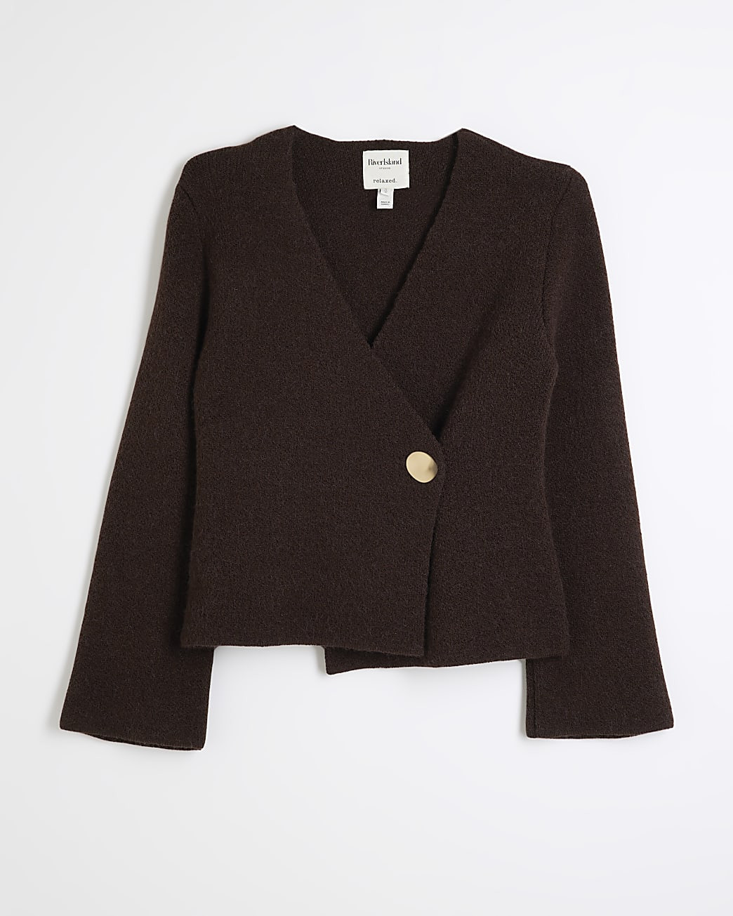 Brown Asymmetric Button up Cardigan | River Island UK & IE