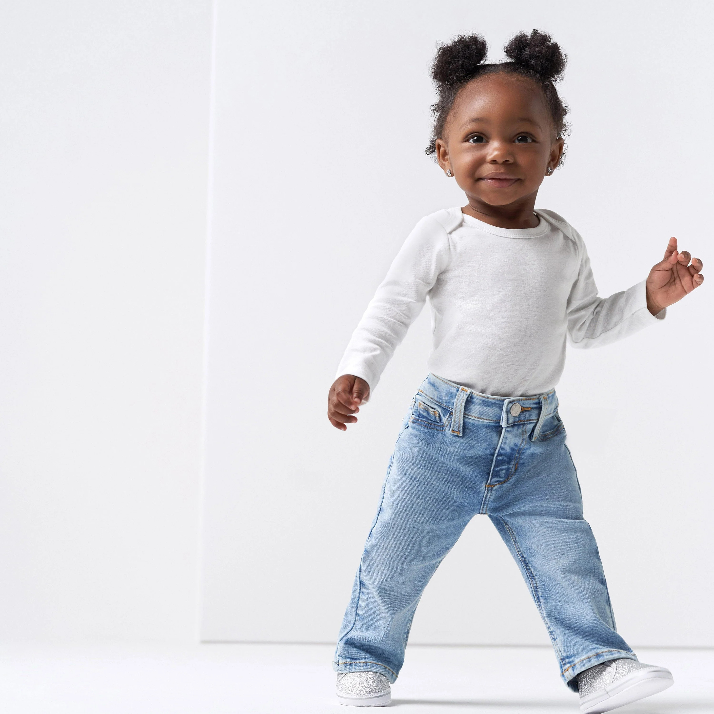 Baby Neutral Light Blue Straight Fit Denim Jeans With Elastic Back | Gerber Childrenswear