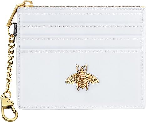 seavilia White Card Holder Keychain Wallet for Women with ID Window Rfid Cute Coin Purse Bee Slim... | Amazon (US)