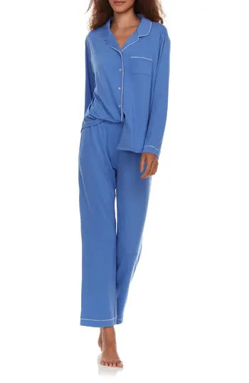 Flora By Flora Nikrooz Annie Long Sleeve & Pants 2-Piece Pajama Set in Blue at Nordstrom Rack, Size Medium | Nordstrom Rack
