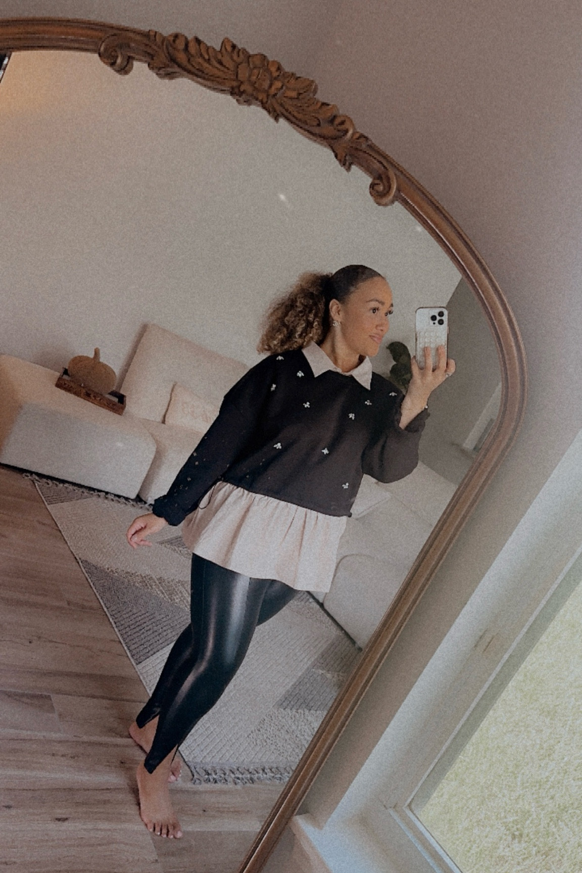 cute outfit for holiday parties 🖤✨ 
wearing a L in top & L in these faux leathers! 

#LTKStyleTip #LTKSeasonal #LTKHoliday