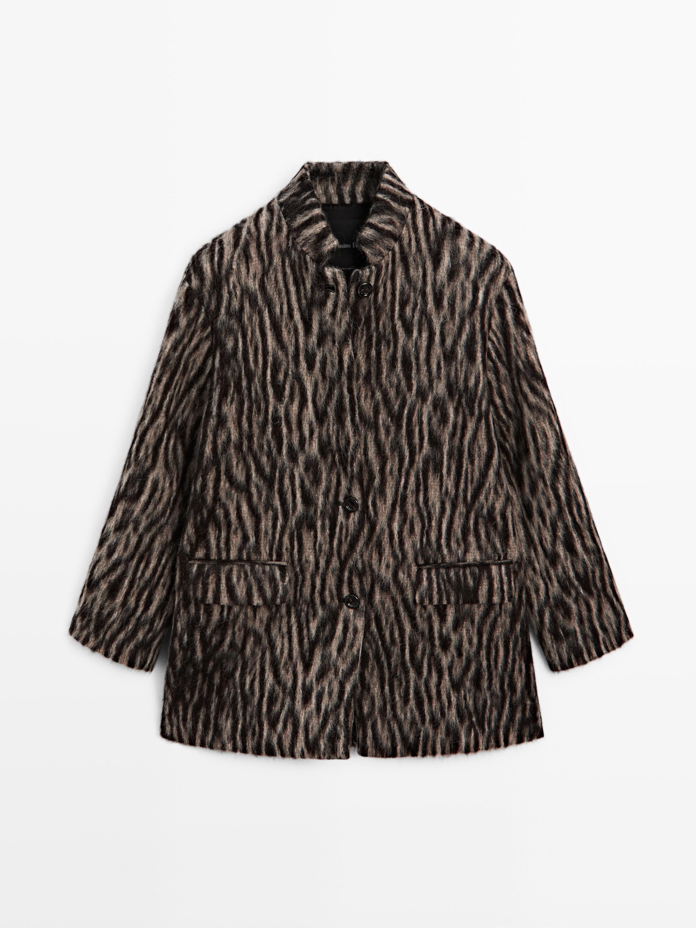 Wool blend animal print coat | Massimo Dutti US