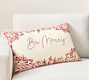 Be Merry Embroidered Lumbar Pillow Cover | Pottery Barn CA