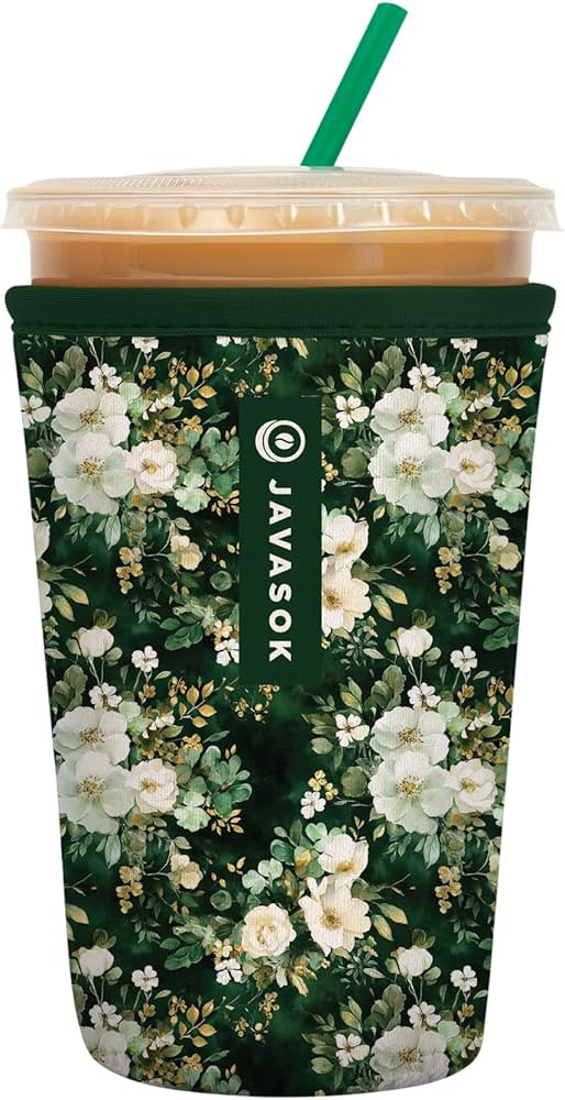 Sok It JavaSok Iced Coffee & Cold Soda Insulated Neoprene Cup Sleeve (Good Luck Garden, Medium: 2... | Amazon (US)