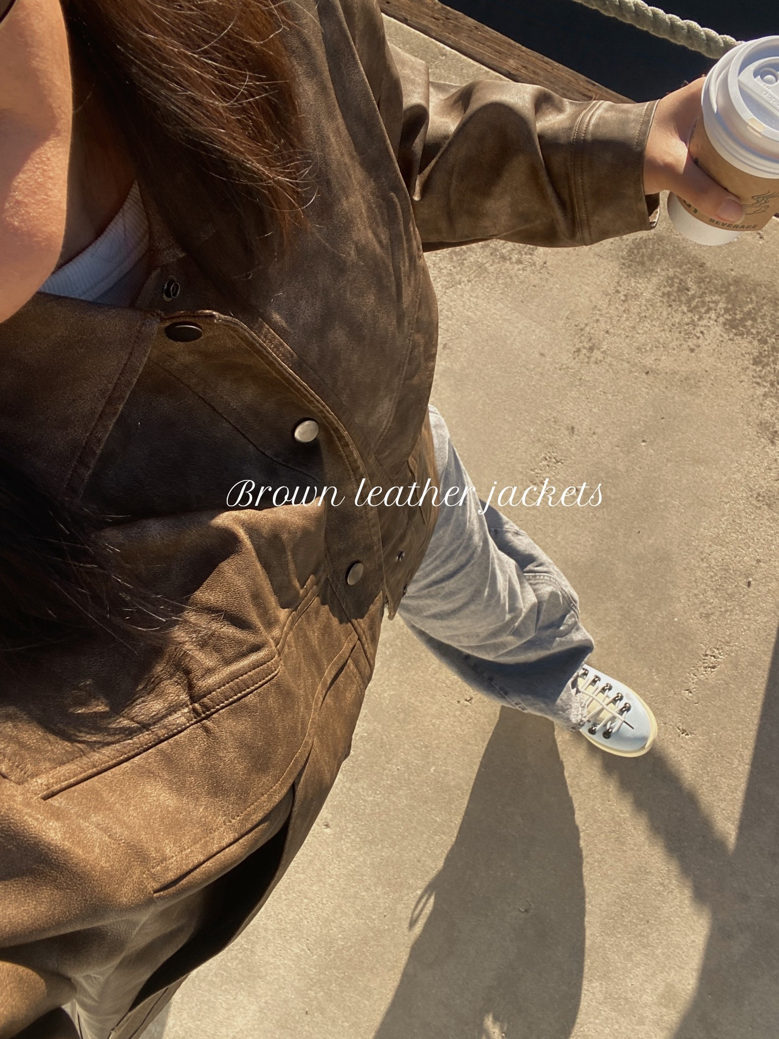 Brown leather jacket 

#LTKHoliday #LTKSeasonal #LTKStyleTip