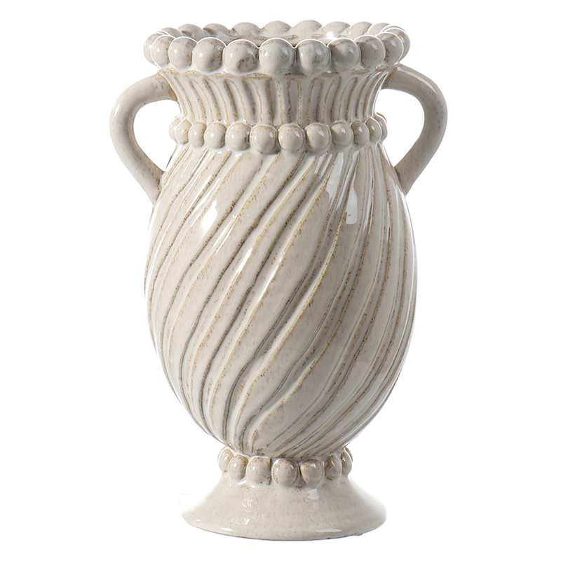 White Ceramic Vase with Handles, 12" | At Home