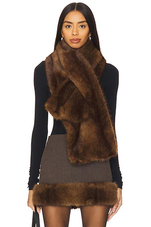 x Emma Rose Faux Mink Scarf in Mink Brown | Revolve Clothing (Global)