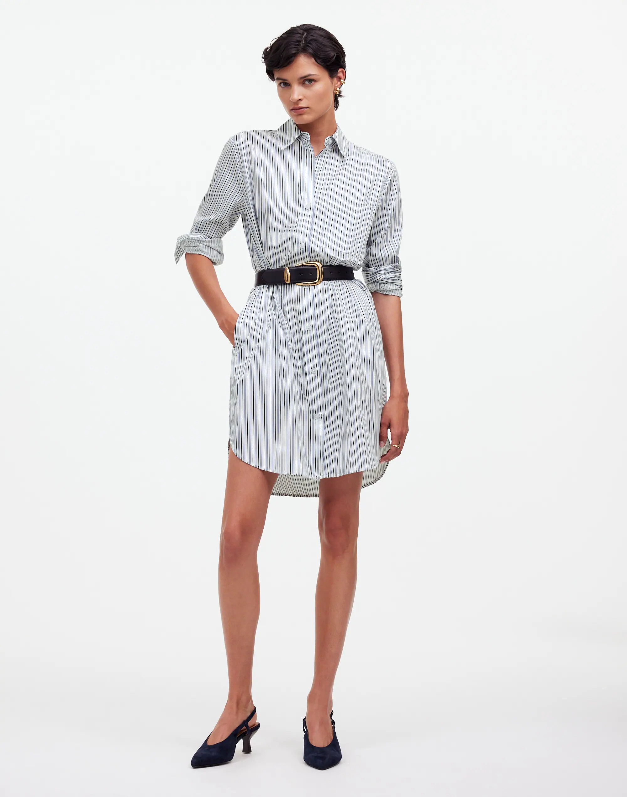 Y-Neck Relaxed Shirtdress | Madewell | Madewell