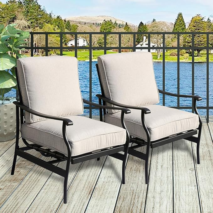 PatioFestival Outdoor Chair Bistro Cushioned Rocking Sofa Chairs Patio Furniture Sets Modern Conv... | Amazon (US)
