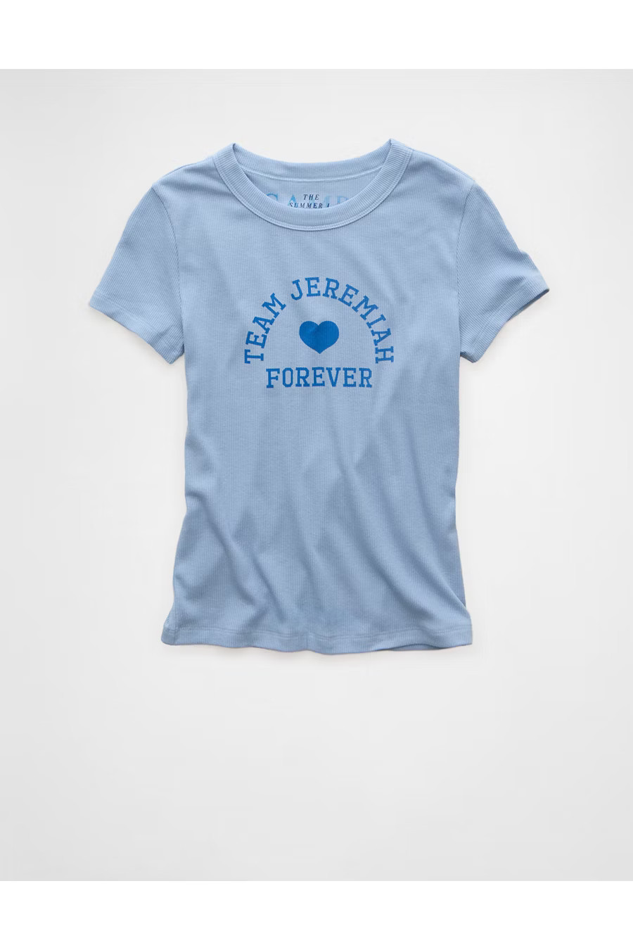 AE x The Summer I Turned Pretty Graphic Hey Baby Tee Women's Blue L | American Eagle Outfitters (US & CA)