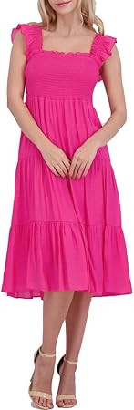 Nanette Nanette Lepore Womens Textured Ruffle Sleeve Maxi Dress Pink 6 | Amazon (CA)