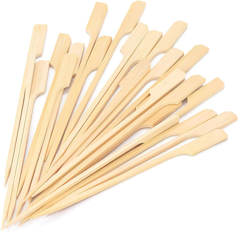 4.7 Inch Bamboo Skewers 100PCS Food Appetizer Toothpicks Wide Flat Paddle Bamboo Wood Picks for Cocktail, Marshmallow, Fruit, Grilling, Drink, BBQ, Barbecue, Yakitori Chicken, Fondue, Roasting | Amazon (US)