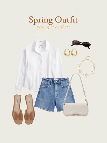 spring outfits, spring outfits 2024, spring outfits amazon, spring fashion, february outfit, casual spring outfits, spring outfit ideas, cute spring outfits, cute casual outfit, date night outfit, date night outfits, black bag, staud bag, cream bag, shoulder bag, vacation outfit, resort outfit, spring outfit, resort wear, jeans, abercrombie dad shorts, jean shorts, oversized button down, steve madden sandals, gold earrings, clean girl aestheticc