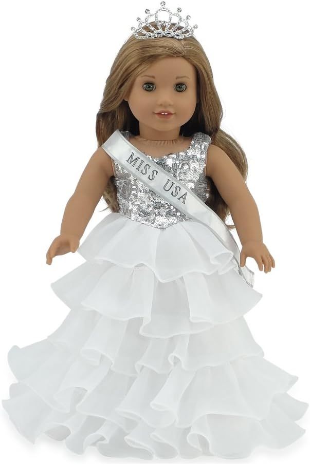 Emily Rose 18 Inch Doll Clothes for American Girl Doll | Ball Gown Pageant Doll Dress with Miss U... | Amazon (US)