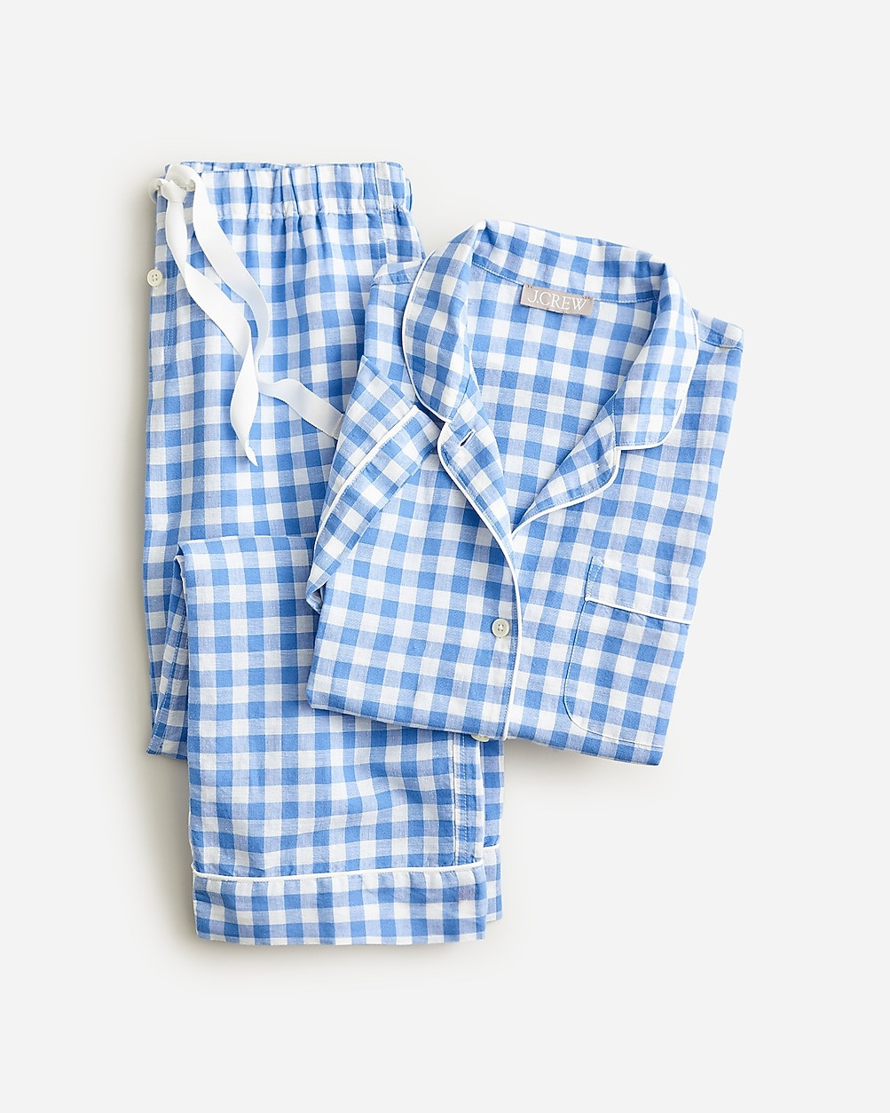 Pajama set in gingham linen-cotton blend | J. Crew US