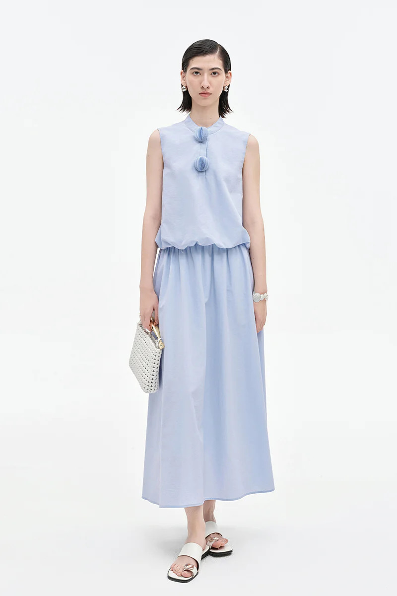 SELFWHO Cotton Blended Casual Top + Skirt Set | SELFWHO